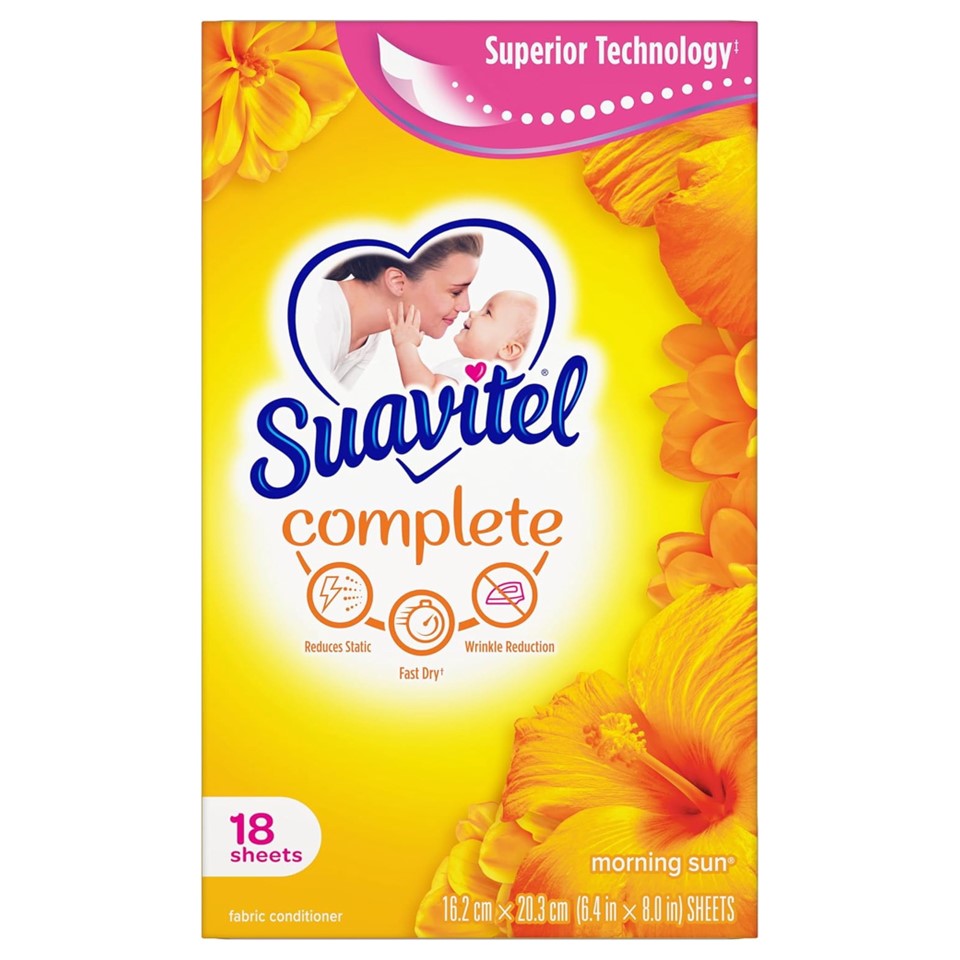 Suavitel Fabric Softener Dryer Sheets Morning Sun - 18ct/15pk