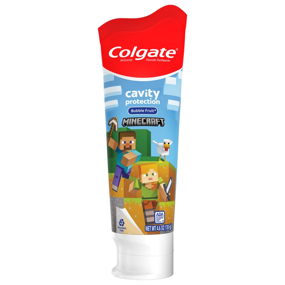 Colgate Kids Toothpaste Cavity Protection Bubble Fruit Minecraft - 4.6oz/12pk