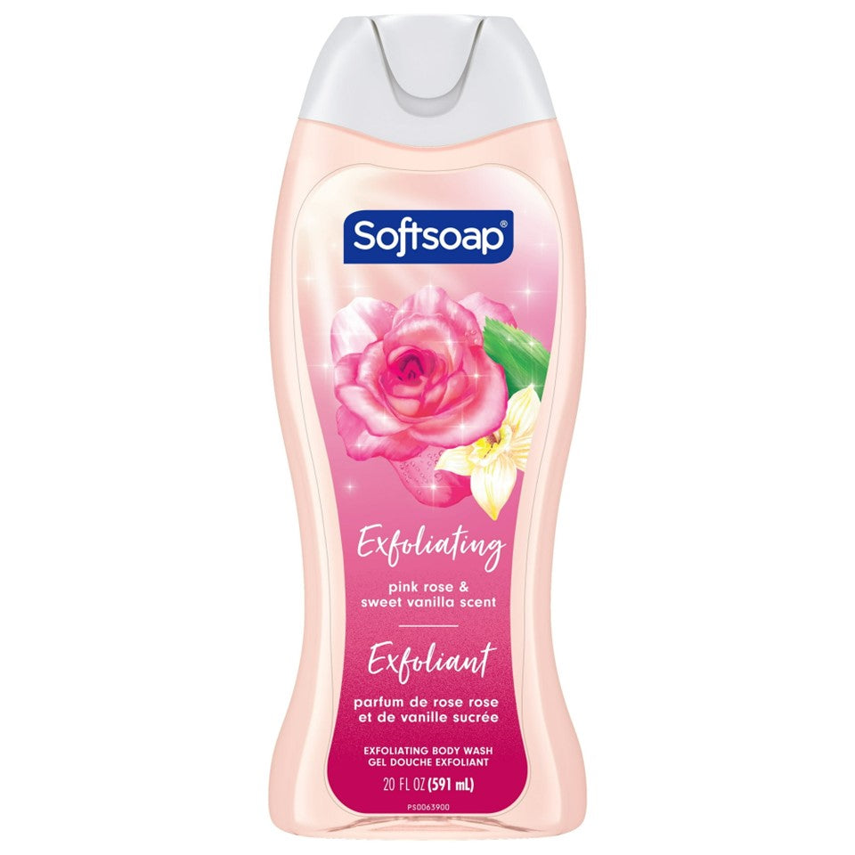 SoftSoap Exfoliating Body Wash Pink Rose & Sweet Vanilla - 20oz/4pk