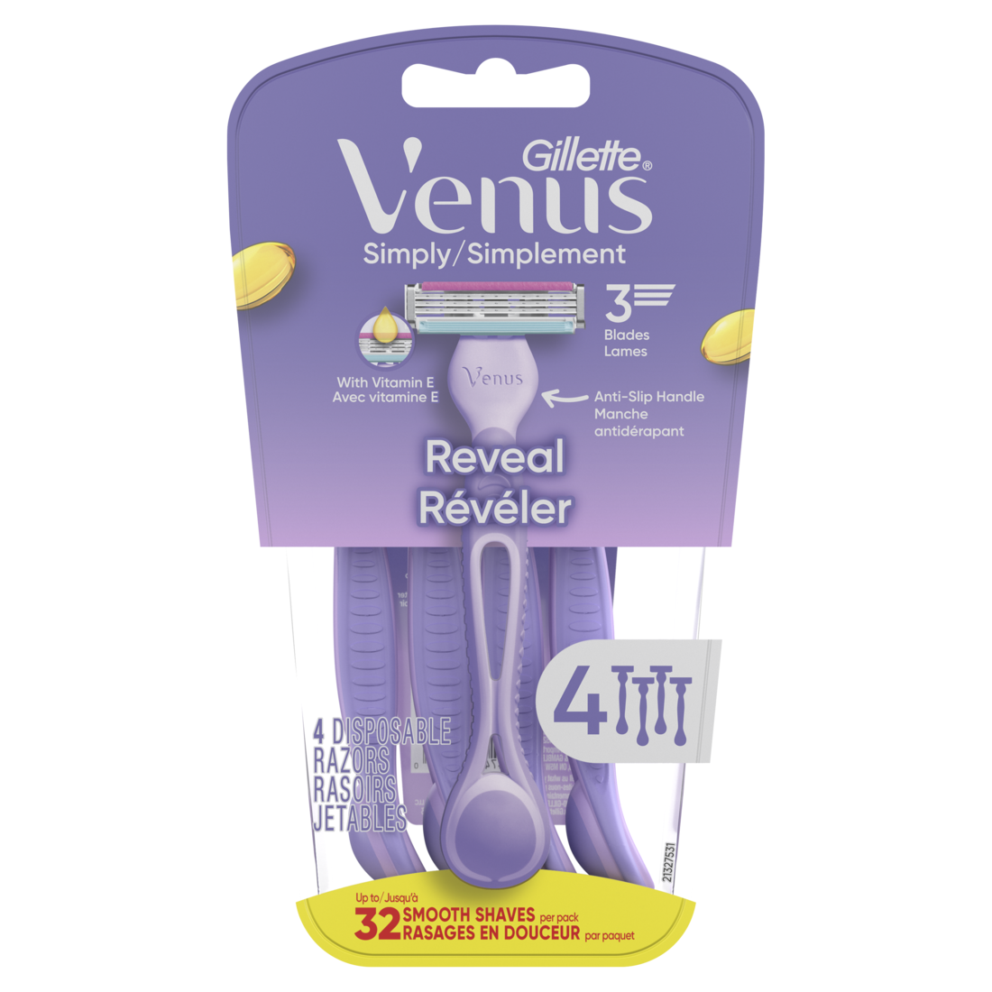 Venus Simply 3 Reveal Disposable Razors - 4ct/4pk