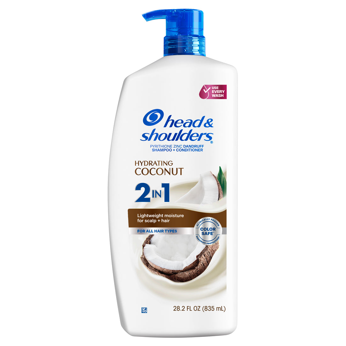 Head & Shoulders Coconut 2 in 1 Dandruff Shampoo and Conditioner Hydrating Lightweight Moisture Color Safe - 28.2oz/4pk