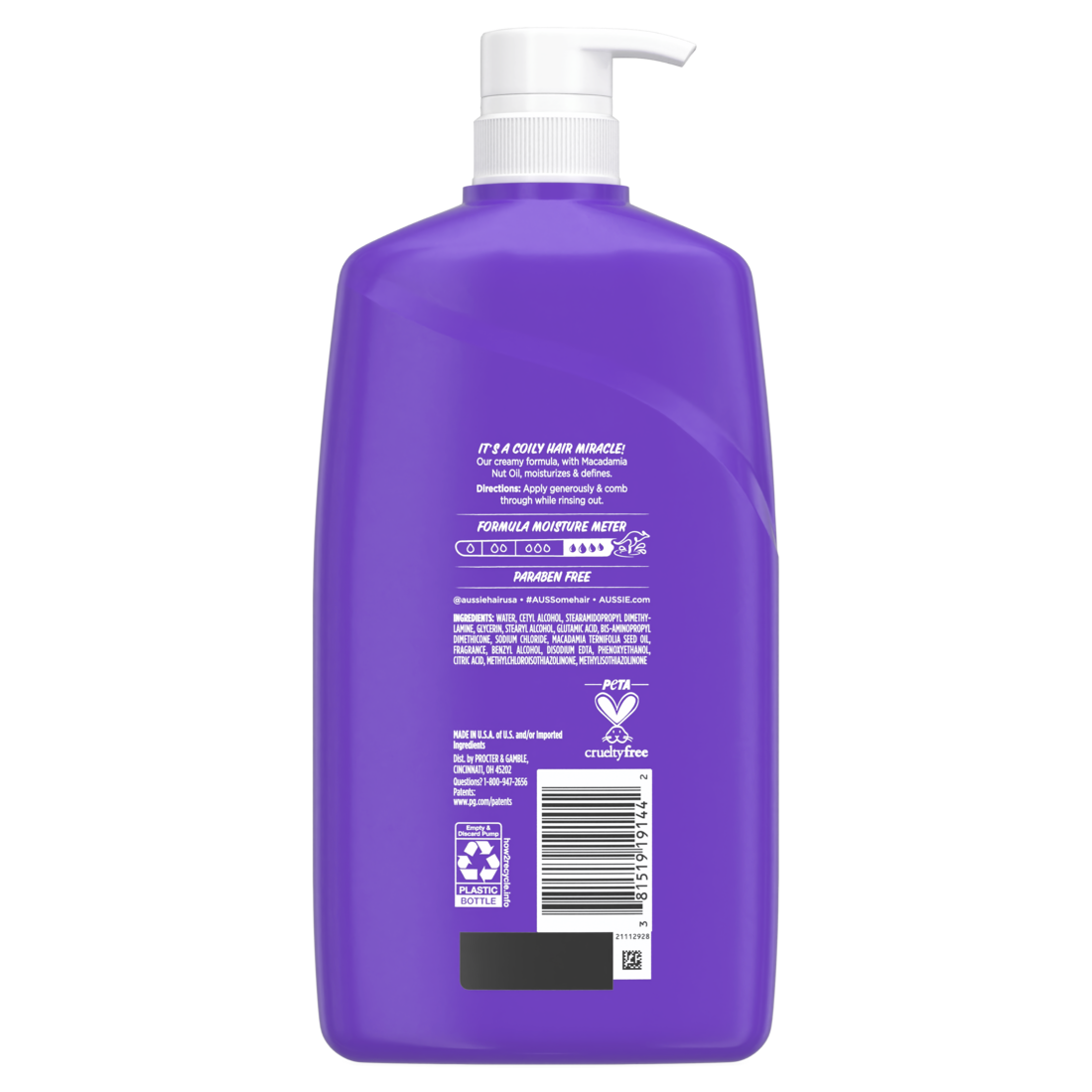 Aussie Miracle Coils Conditioner With Macadamia Nut Oil For Defined Coils Paraben Free - 26.2oz/4pk