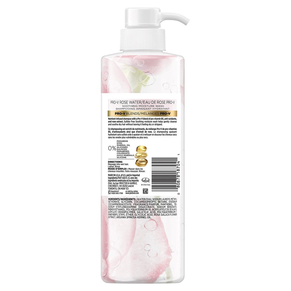 Pantene Shampoo Sulfate Paraben and Dye Free Pro-V Blends Soothing Rose Water - 17.9oz/4pk
