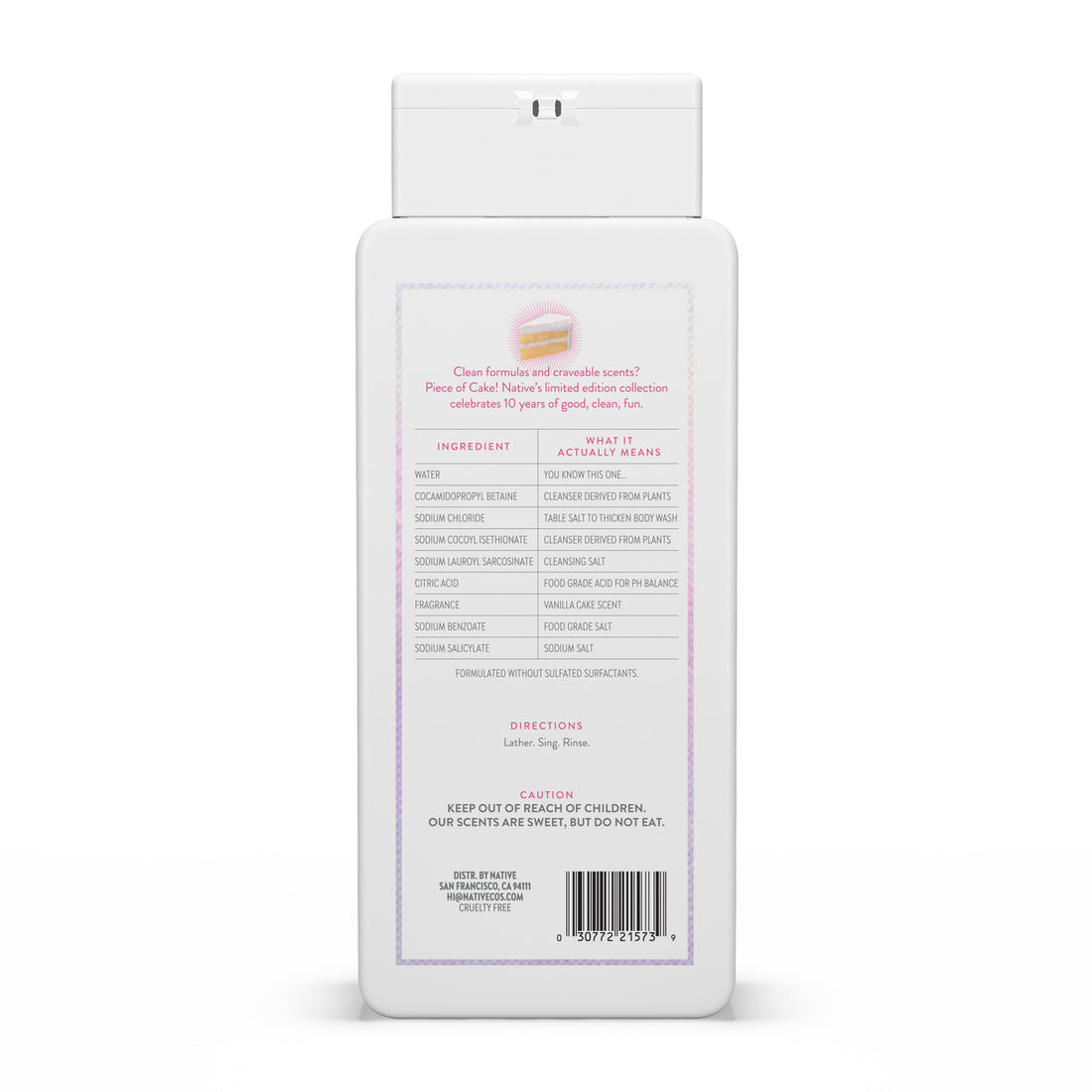 Native Limited Edition Piece of Cake Body Wash - 18oz/6pk