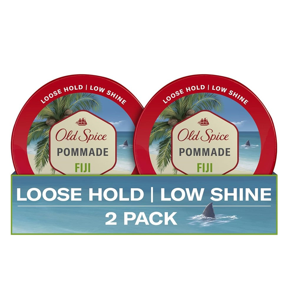 Old Spice Hair Fiji Pomade for Men Loose Hold Low Shine Men's Hair Styling Twin Pack - (2x2.22)oz/4pk