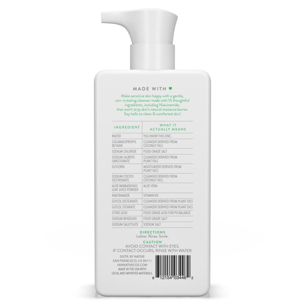 Native Sensitive Facial Cleanser Unscented Sulfate Free For All Skin Types - 12oz/6pk