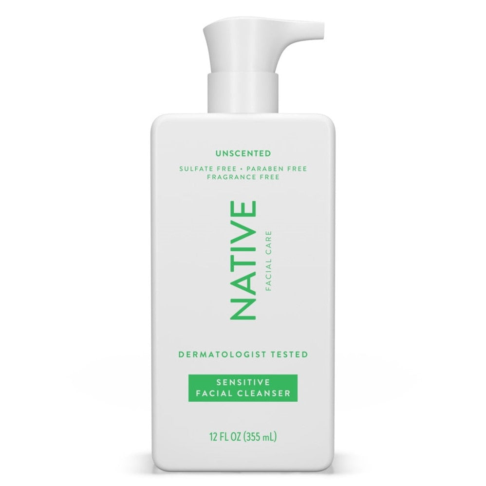 Native Sensitive Facial Cleanser Unscented Sulfate Free For All Skin Types - 12oz/6pk