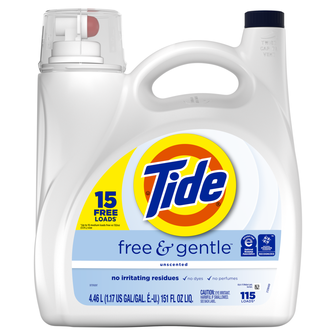 BONUS Tide Free & Gentle Liquid Laundry Detergent 115 Loads - 151oz/4pk