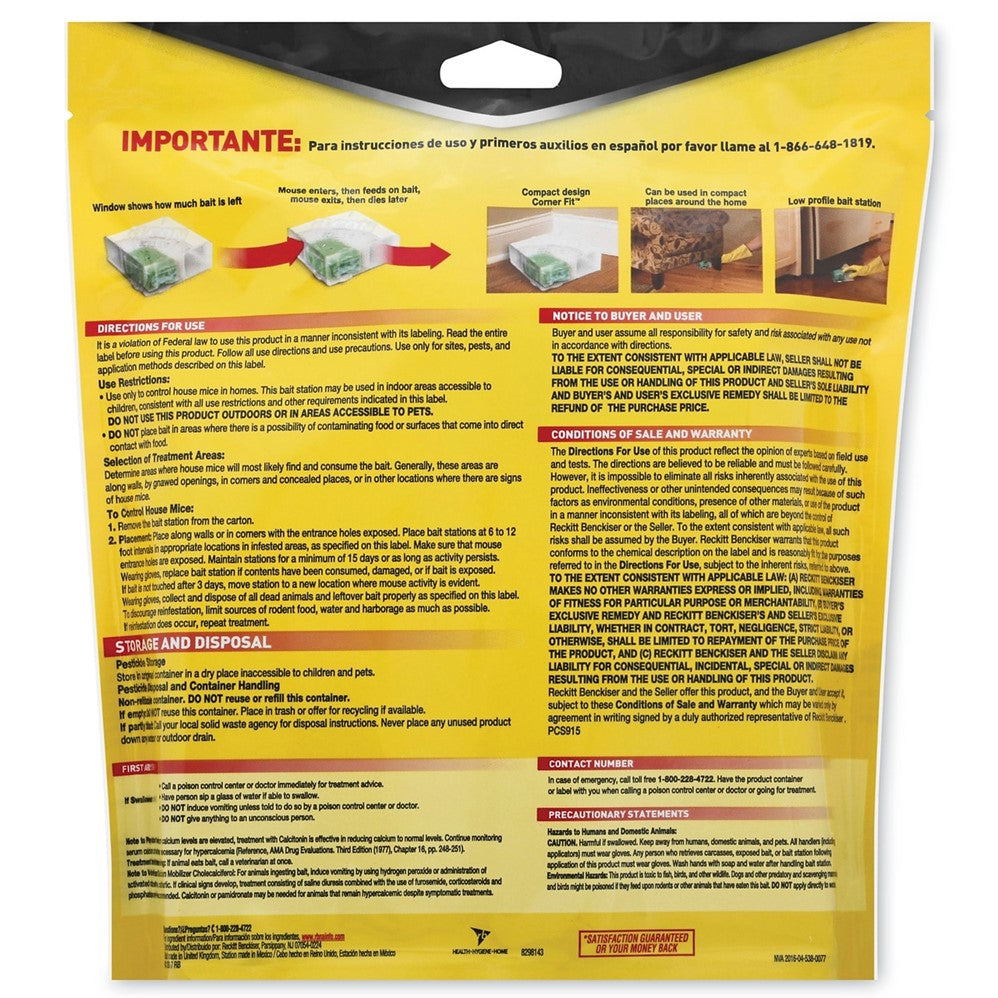 D-Con Bait Station Corner Fit - Disposable - 3ct/6pk