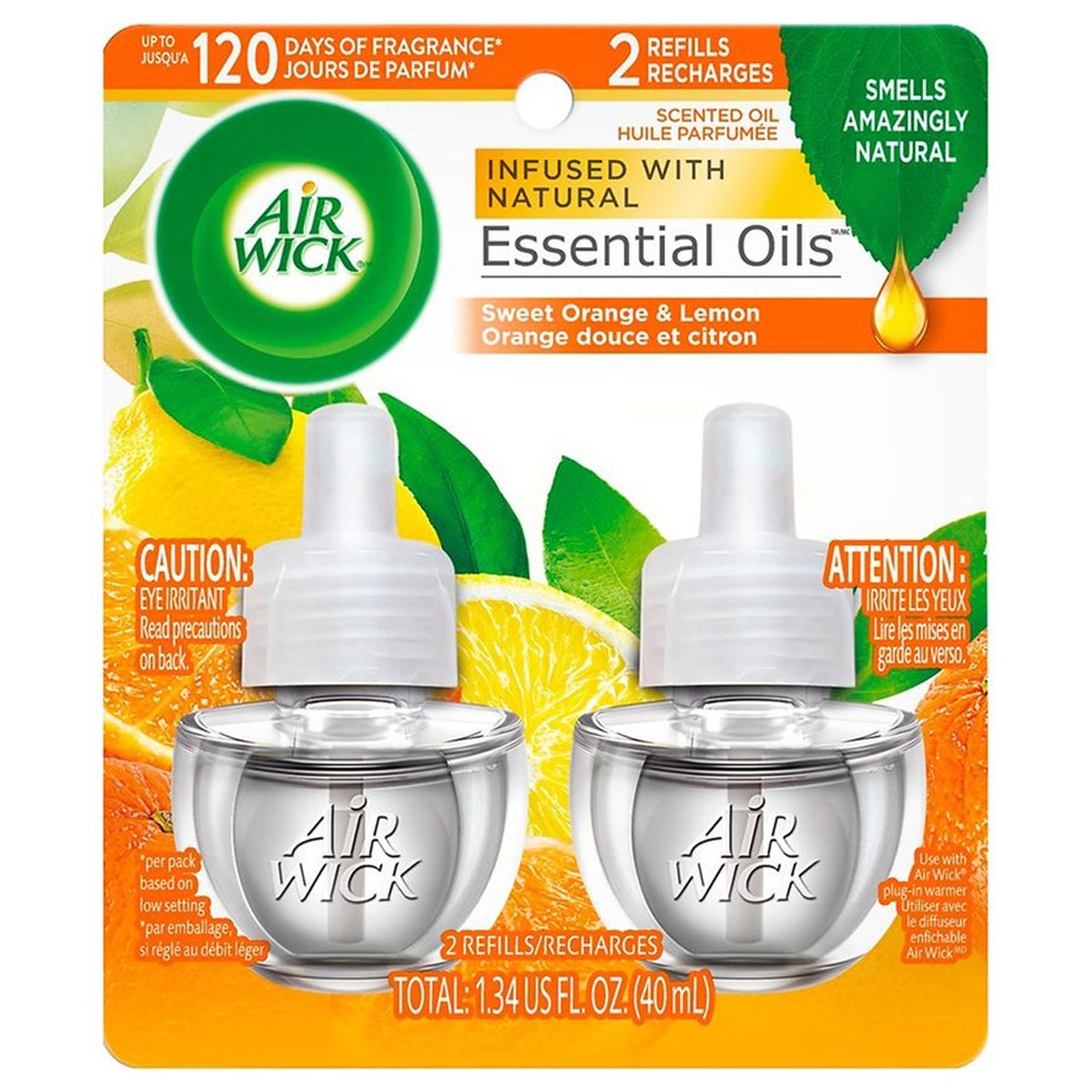 Air Wick Scented Oil - Twin Refill Sweet Orange Lemon - (2x0.67)oz/6pk