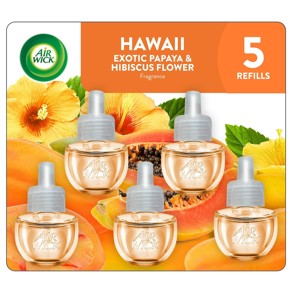 Air Wick Scented Oil - Refill Hawaii Exotic Papaya Hibiscus Flower - 5ct/5pk