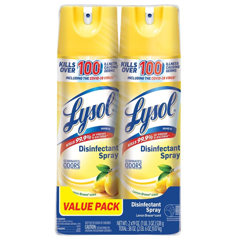 Lysol Disinfectant Spray - Lemon Breeze - (2x19)oz/4pk