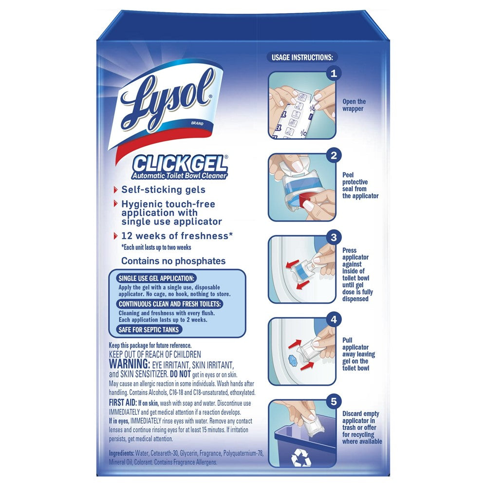 Lysol Automatic Toilet Bowl Cleaner - Click Gel Ocean Fresh - 6ct/4pk