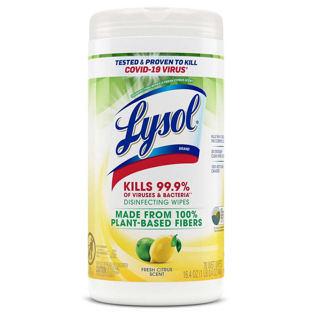 Lysol Biodegradable Disinfecting Wipes - Fresh Citrus - 70ct/6pk