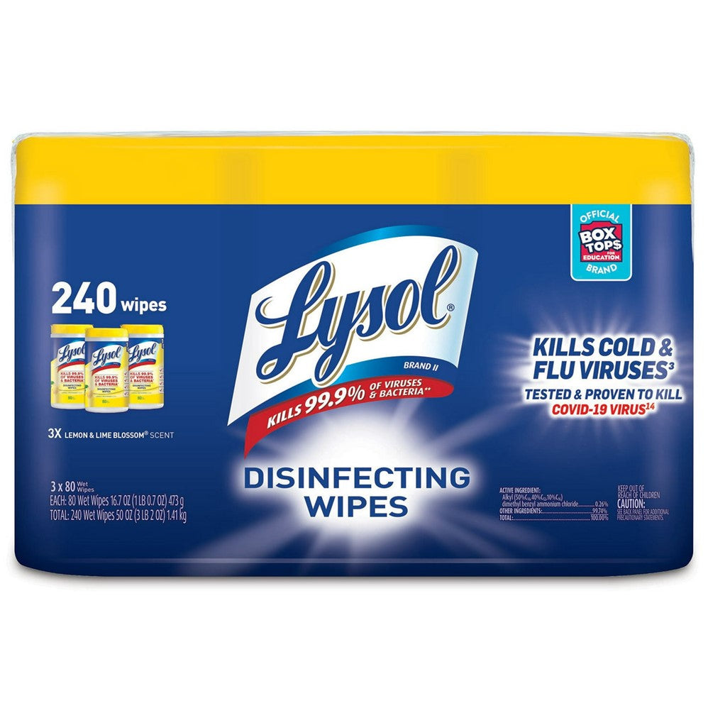 Lysol Disinfecting Wipes - Lemon & Lime Blossom - (3x80)ct/2pk