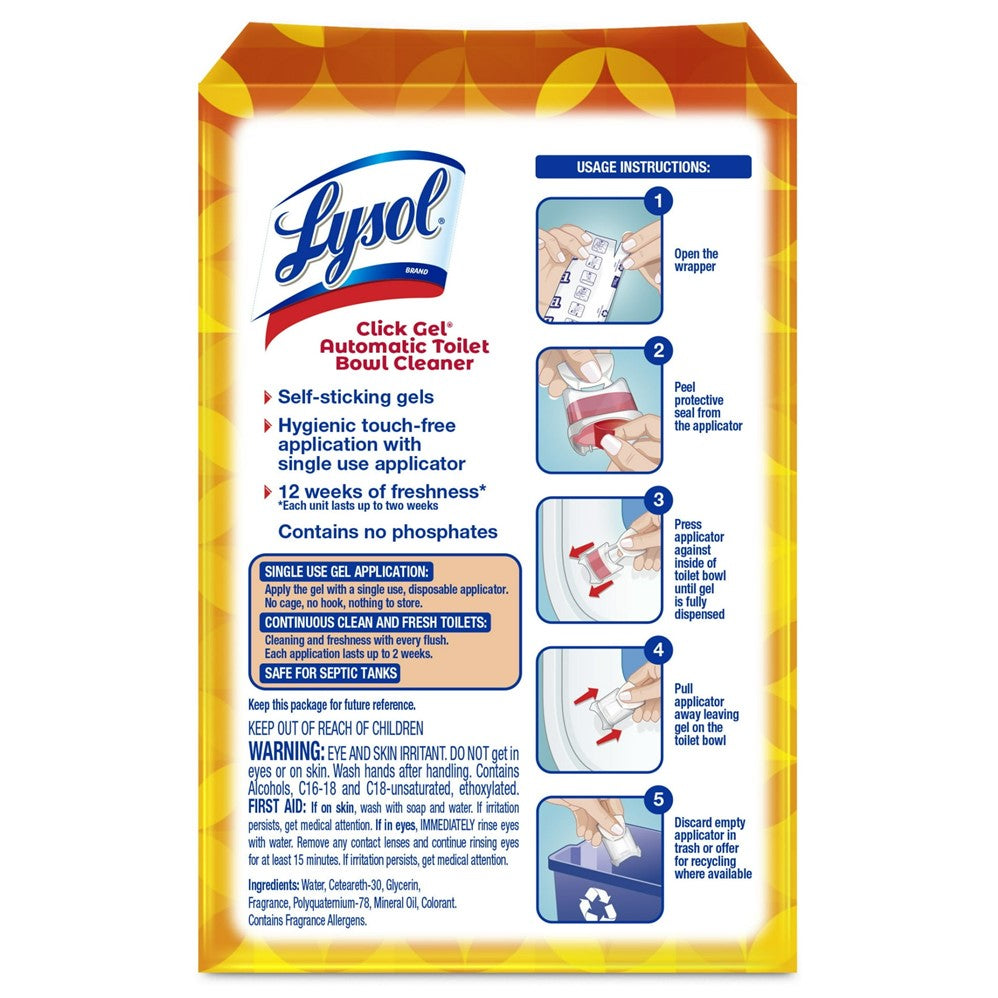 Lysol Automatic Toilet Bowl Cleaner - Click Gel Brand New Day Mango & Hibiscus - 6ct/4pk