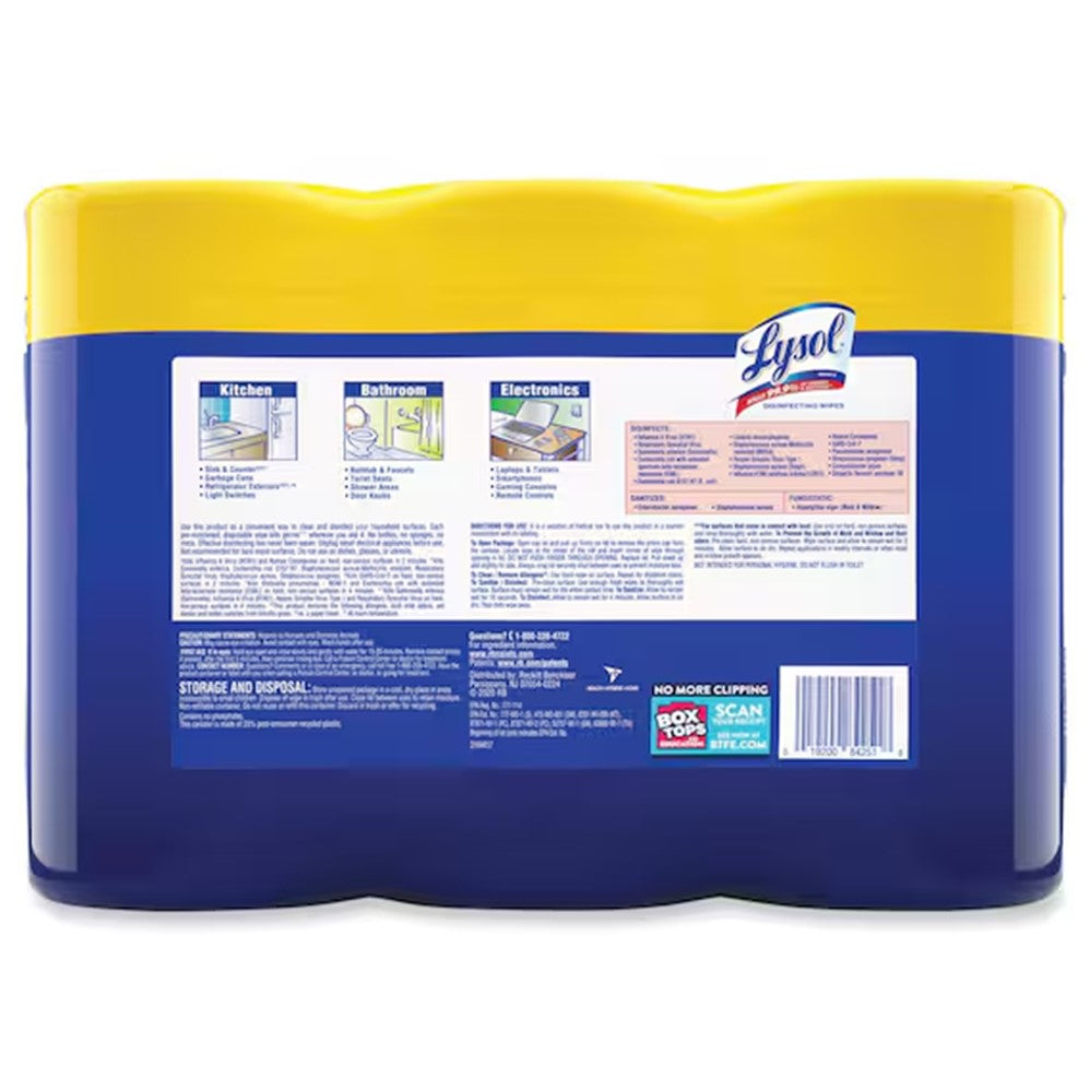 Lysol Disinfecting Wipes - Lemon & Lime Blossom - (3x80)ct/2pk
