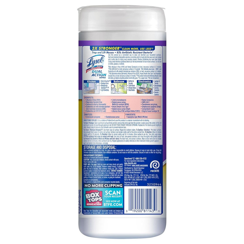 Lysol Dual Action Wipes - 35ct/12pk