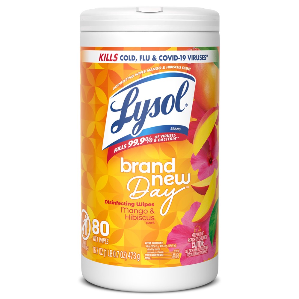 Lysol Disinfecting Wipes - Brand New Day Mango & Hibiscus - 80ct/6pk