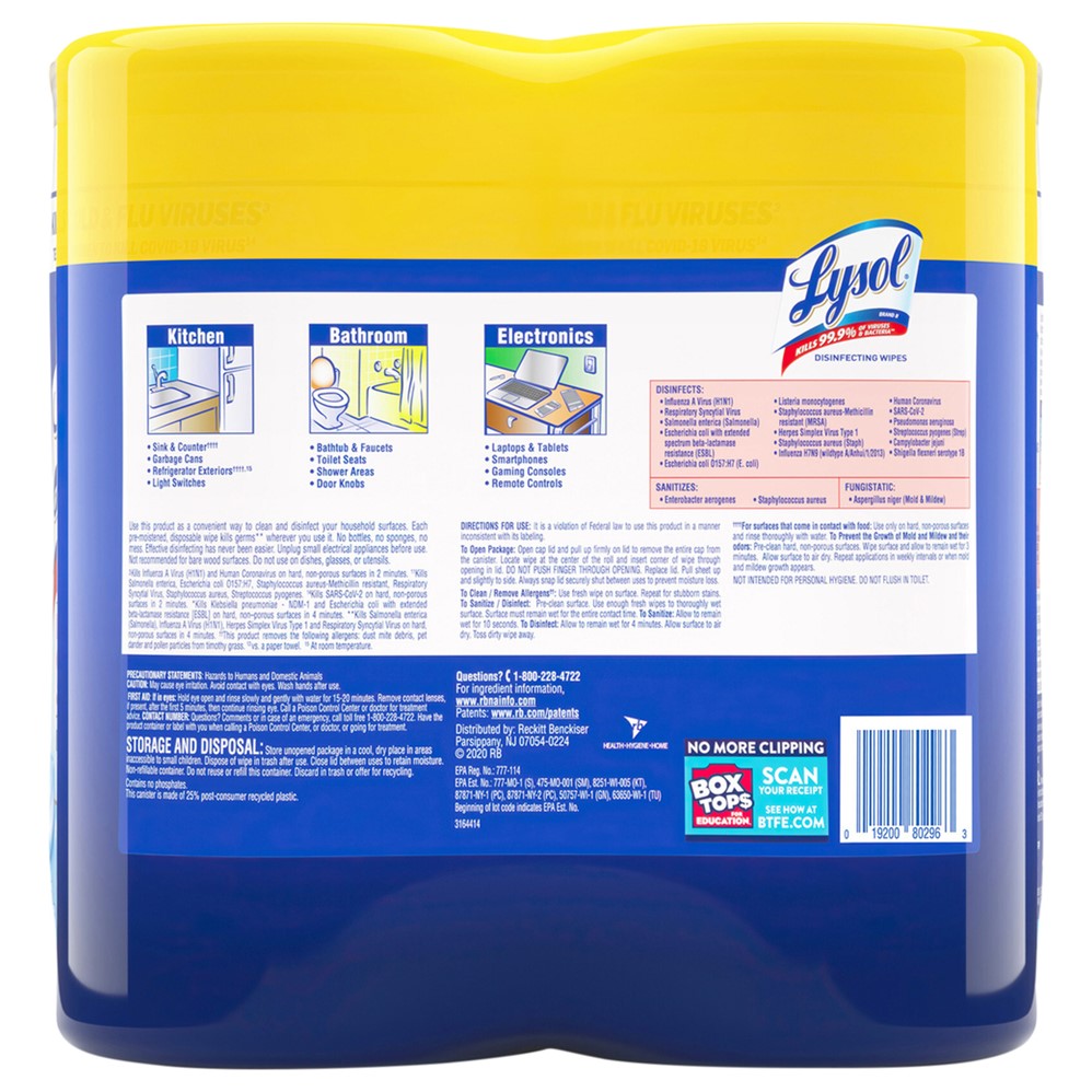 Lysol Disinfecting Wipes - Lemon Lime Blossom - (2x80)ct/3pk