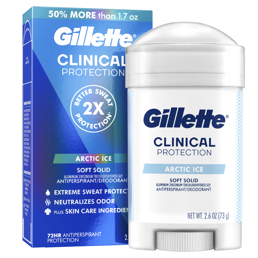 Gillette Clinical Protection Soft Solid Antiperspirant And Deodorant For Men Arctic Ice Scent - 2.6oz/12pk