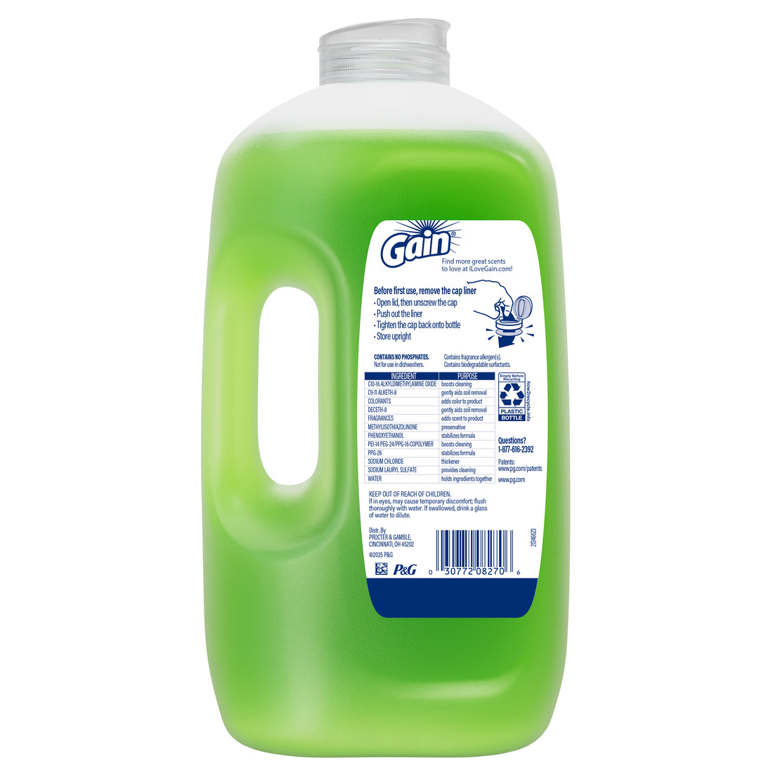 Gain Ultra EZ-Squeeze Dish Soap Dishwashing Liquid Grease Removal Summer Watermelon - 90oz/6pk