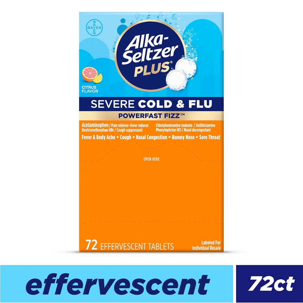 Alka-Seltzer Plus Severe Cold and Flu Effervescent Tablets Citrus - 72ct/1pk