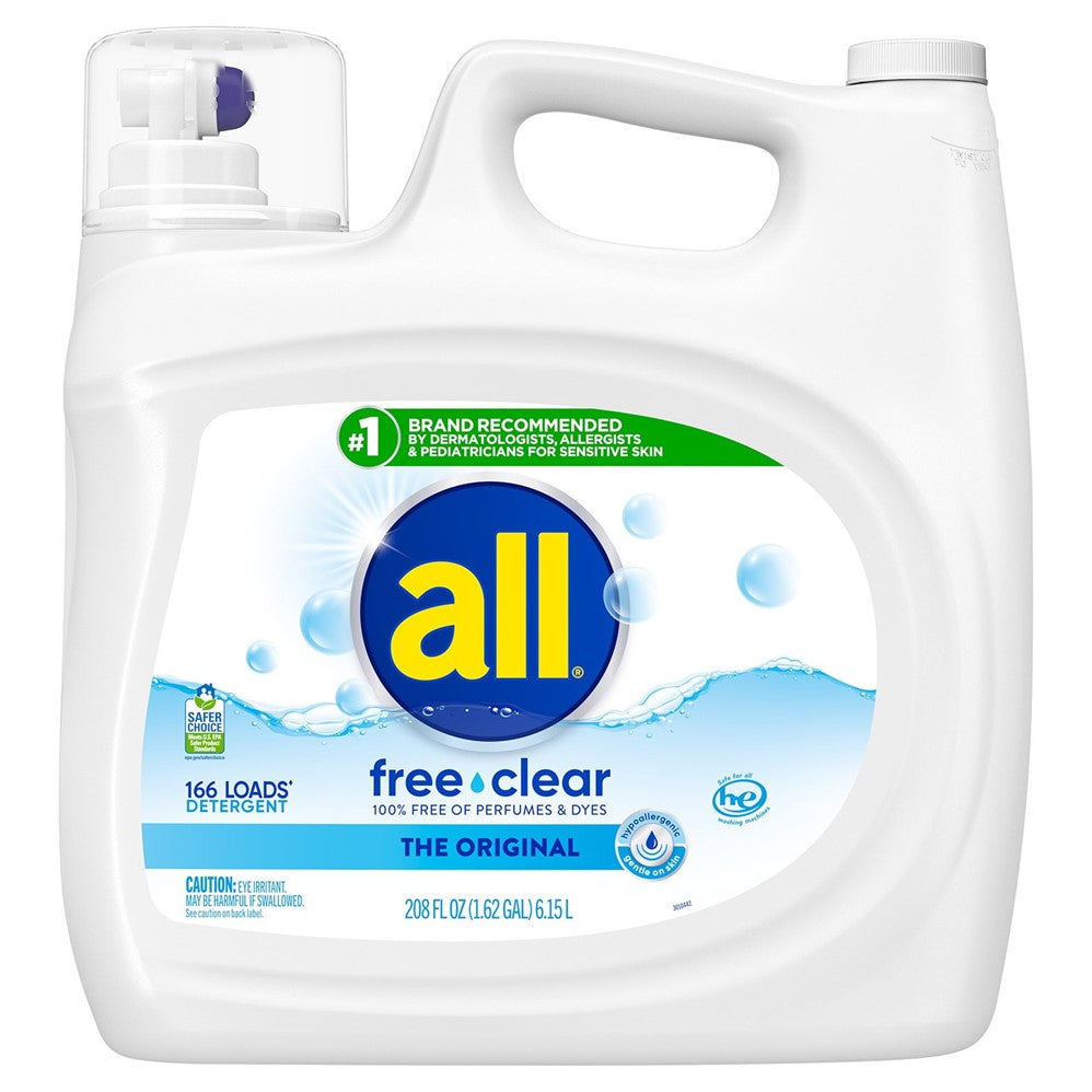 all Liquid Laundry Detergent Free Clear for Sensitive Skin 166 Loads - 208oz/1pk