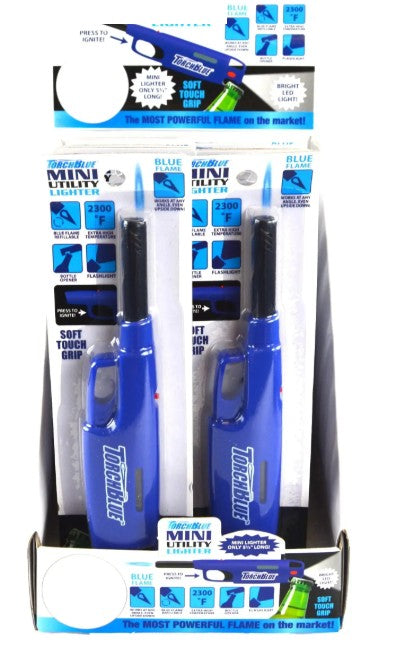 Mini Utility Torch Stick Lighter with LED Light - 12ct
