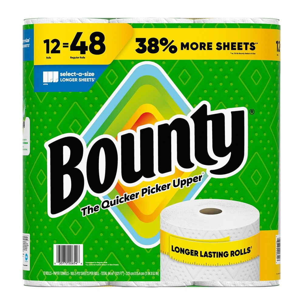 Bounty Select-A-Size 2-Ply Paper Towels 165 Sheets per Roll - 12rolls/1pk