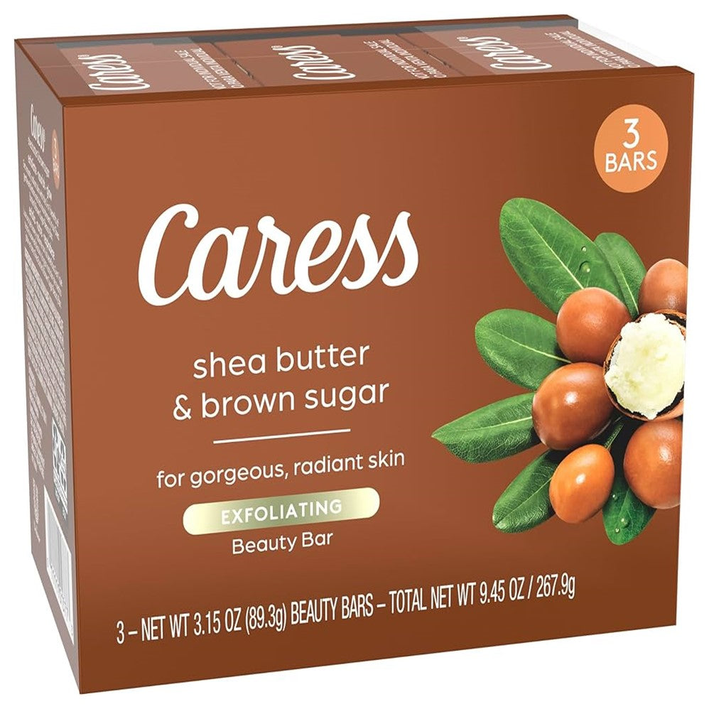 Caress Bar Soap Shea Butter & Brown Sugar Total 9.45oz - (3x3.15)oz/12pk