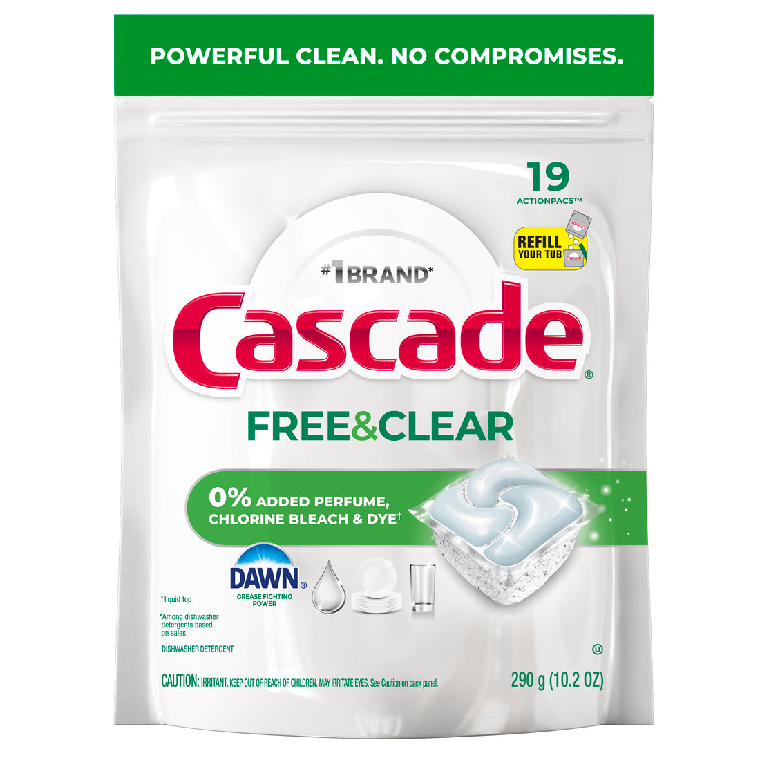 Cascade Free & Clear Dishwasher Pods Dishwasher Detergent Dish Detergent Soap Unscented - 19ct/4pk