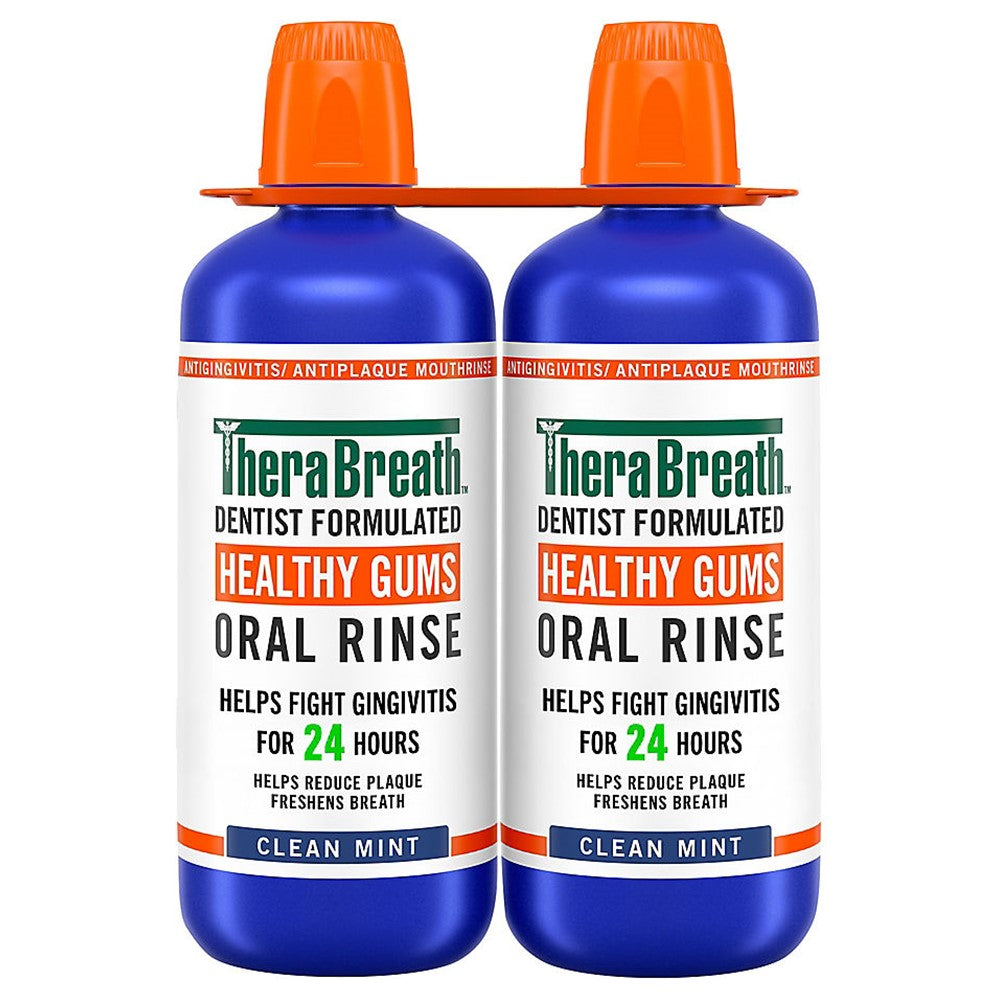 TheraBreath Healthy Gums Mouthwash Alcohol-Free Clean Mint - 1L/2pk
