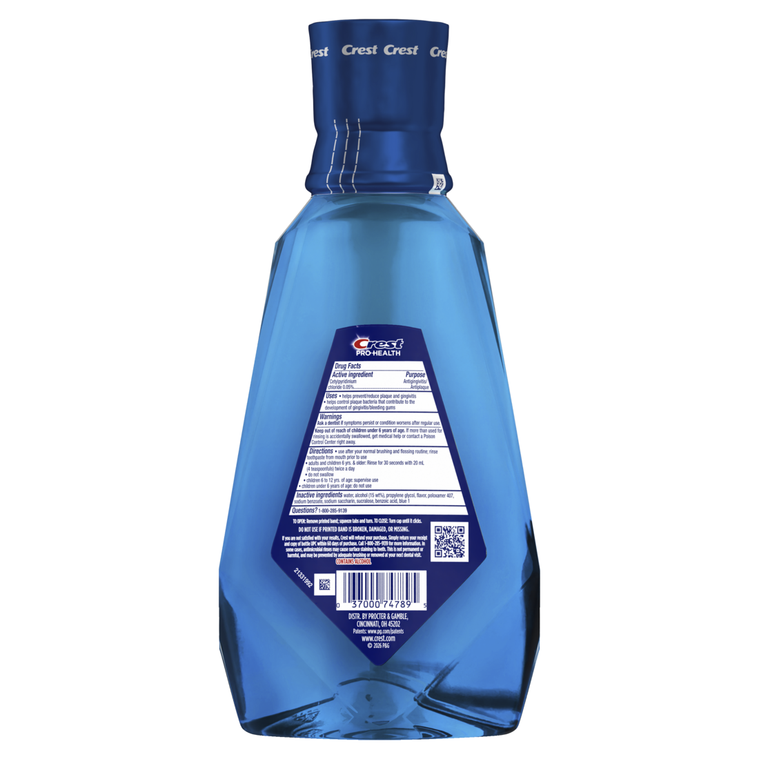 Crest Mouthwash Pro-Health Intense 99% Germ Kill Antigingivitis & Antiplaque Clean Mint 1L - 33.8oz/6pk