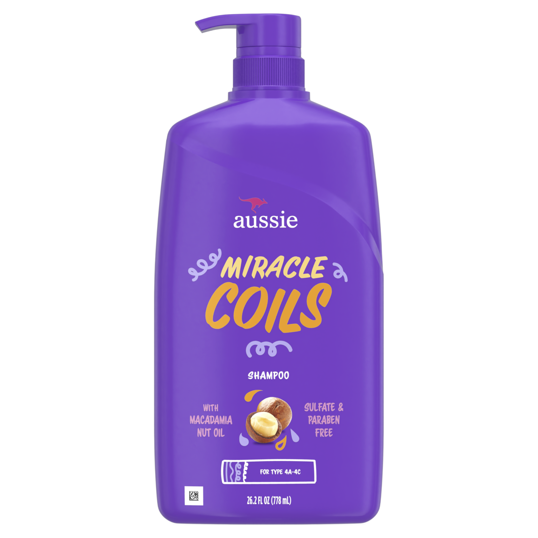 Aussie Miracle Coils Shampoo With Macadamia Nut Oil For Coily Hair Sulfate And Paraben-Free - 26.2oz/4pk