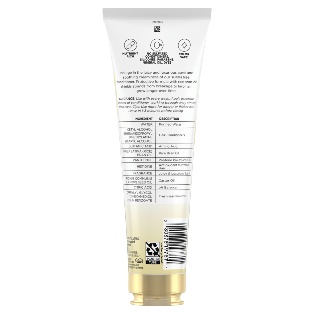 Pantene Nutrient Blends Unbreakable Lengths Rice Water Sulfate Free Conditioner - 8oz/12pk