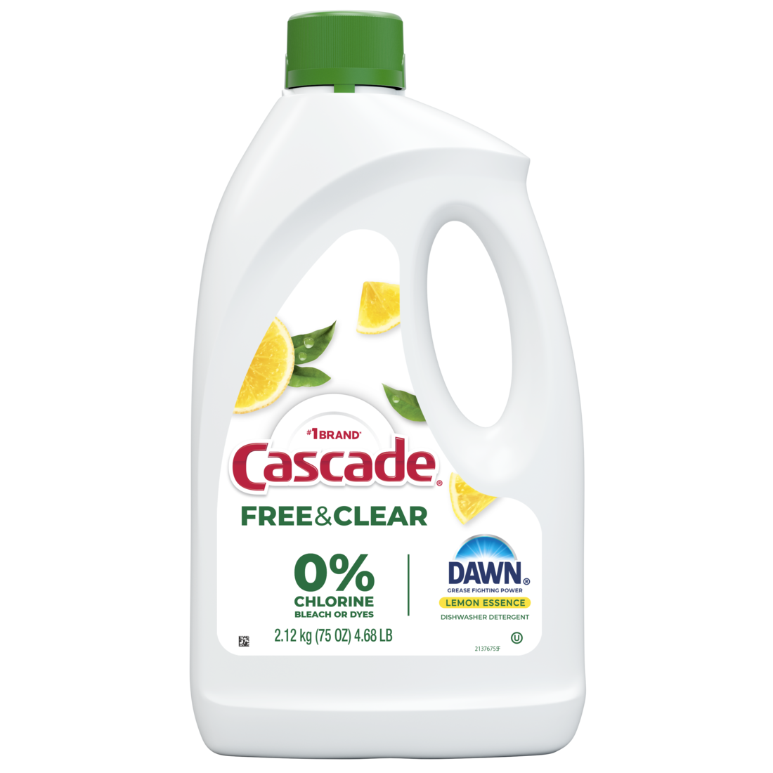 Cascade Free & Clear Dishwasher Detergent Liquid Gel Dish Detergent Dishwasher Soap Lemon - 75oz/6pk