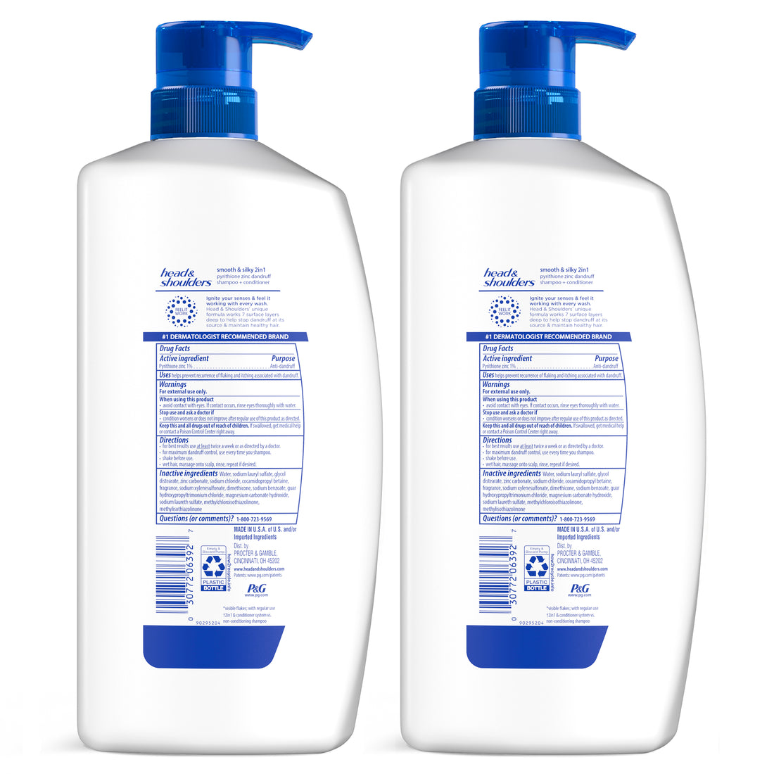 Head And Shoulders Smooth & Silky 2-In-1 Anti-Dandruff Paraben Free Shampoo + Conditioner Twin Pack - (2x31.4)oz/4pk