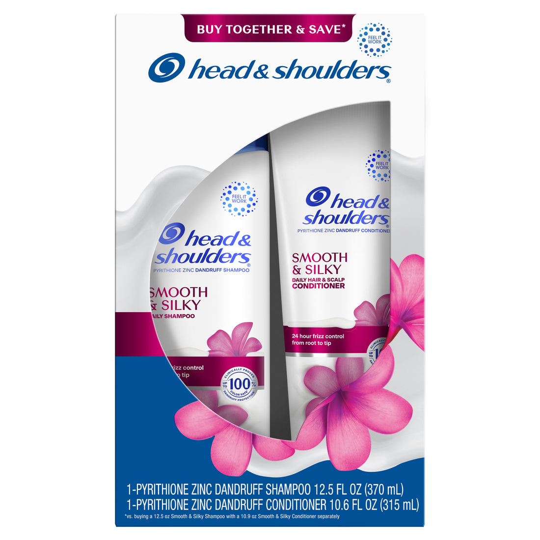 Head And Shoulders Paraben Free Smooth & Silky Shampoo And Conditioner Dual Pack 12.5oz Shampoo + 10.6oz Conditioner - (12.5+10.6)oz/4pk