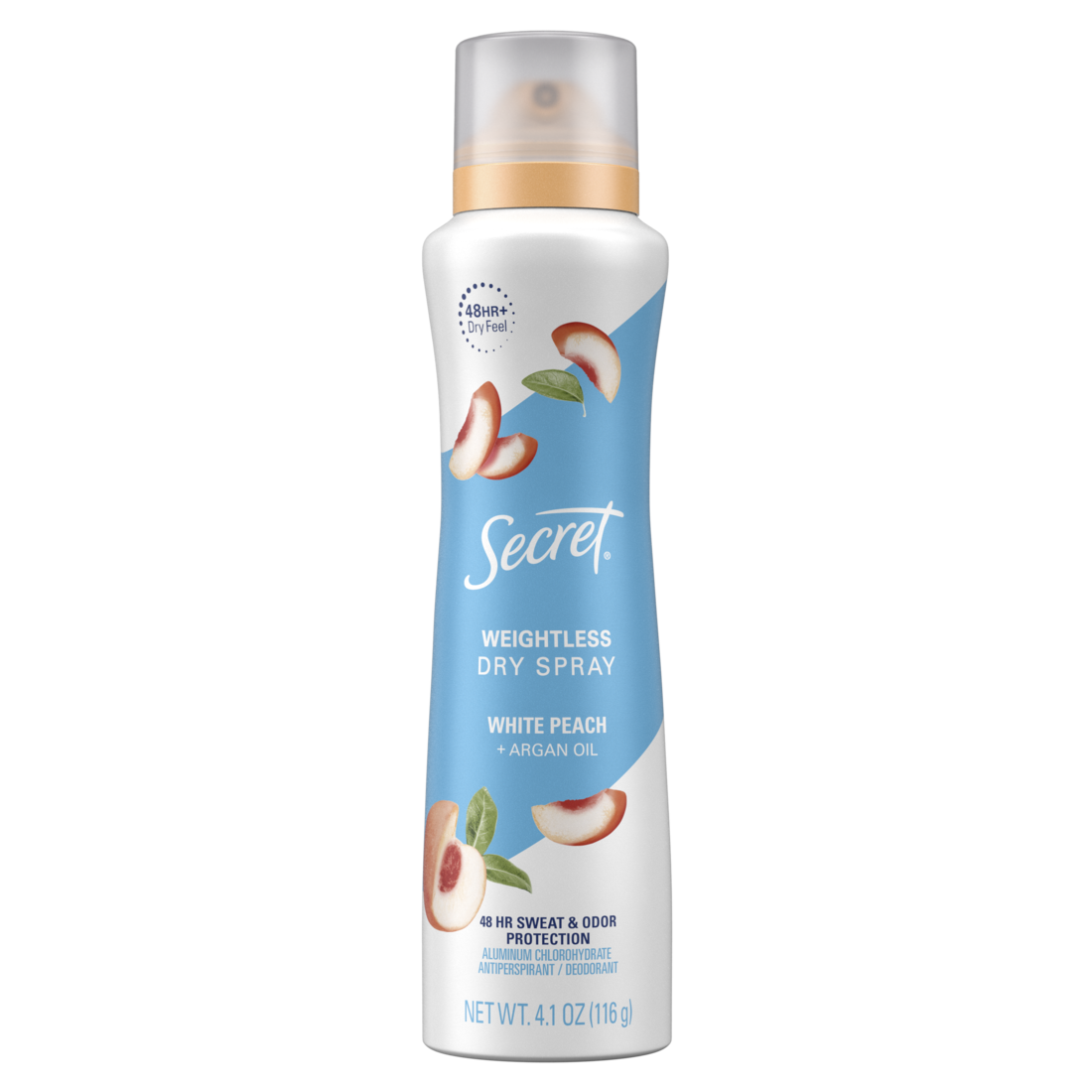 Secret Dry Spray Antiperspirant And Deodorant For Women White Peach And Argan Oil - 4.1oz/12pk