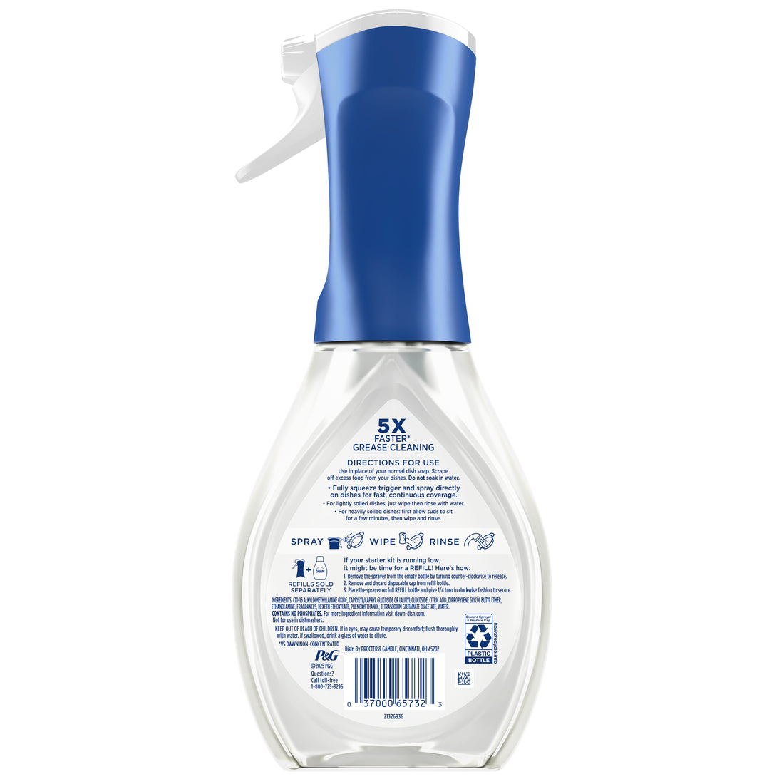 Dawn Powerwash Free & Clear Spray Dish Soap Dishwashing Liquid Light Pear 1 Starter Kit - 16oz/6pk