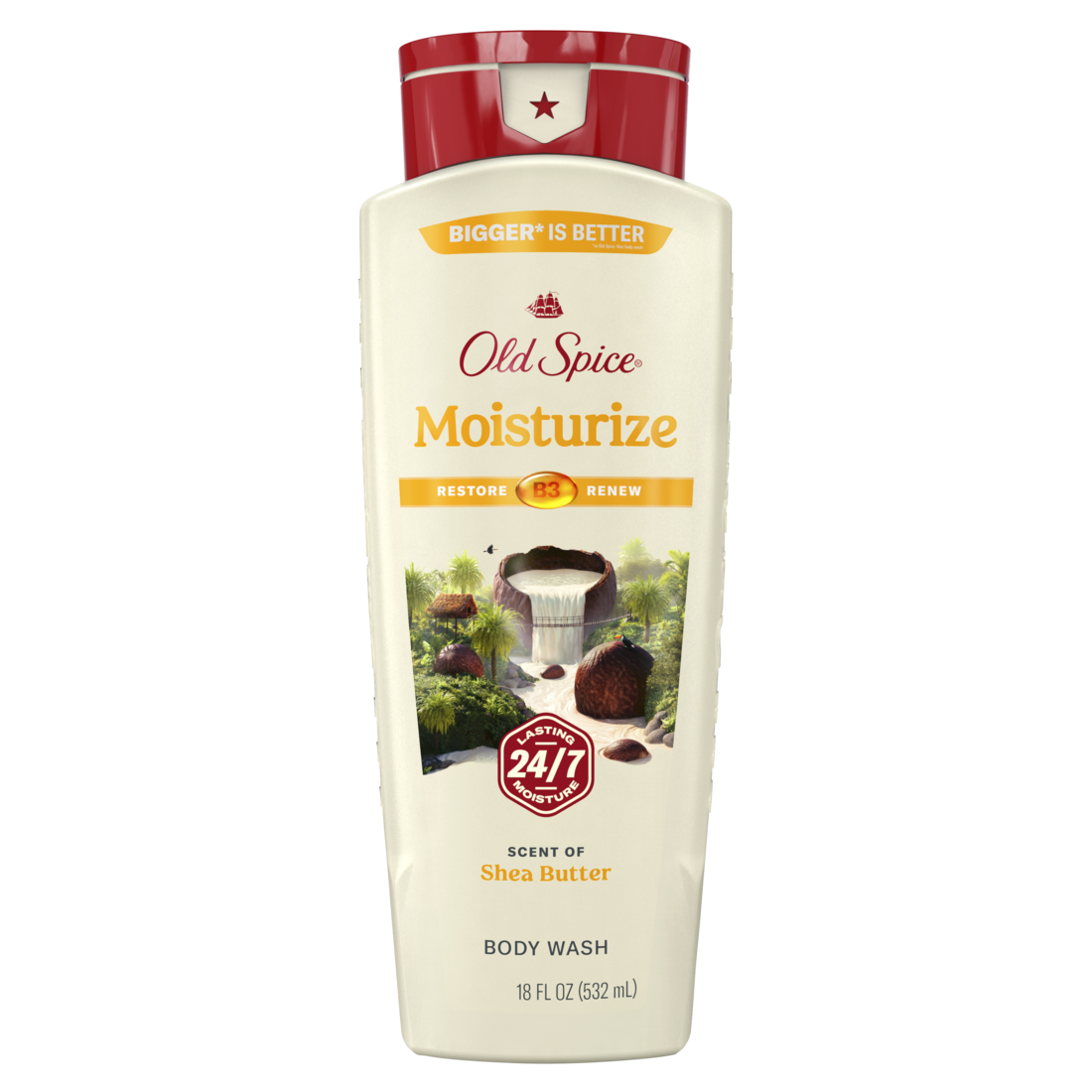Old Spice Men's Body Wash Moisturize With Shea Butter 24/7 Moisturization - 18oz/4pk