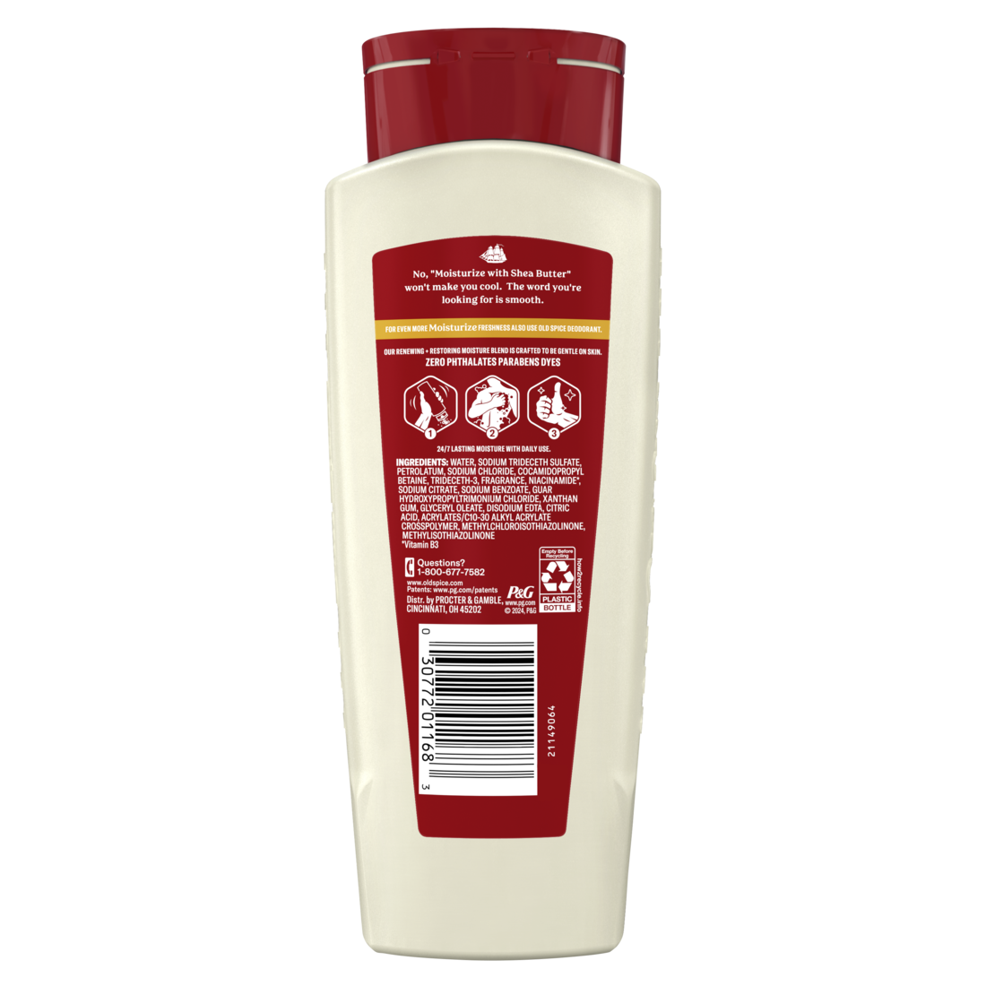 Old Spice Men's Body Wash Moisturize With Shea Butter 24/7 Moisturization - 18oz/4pk