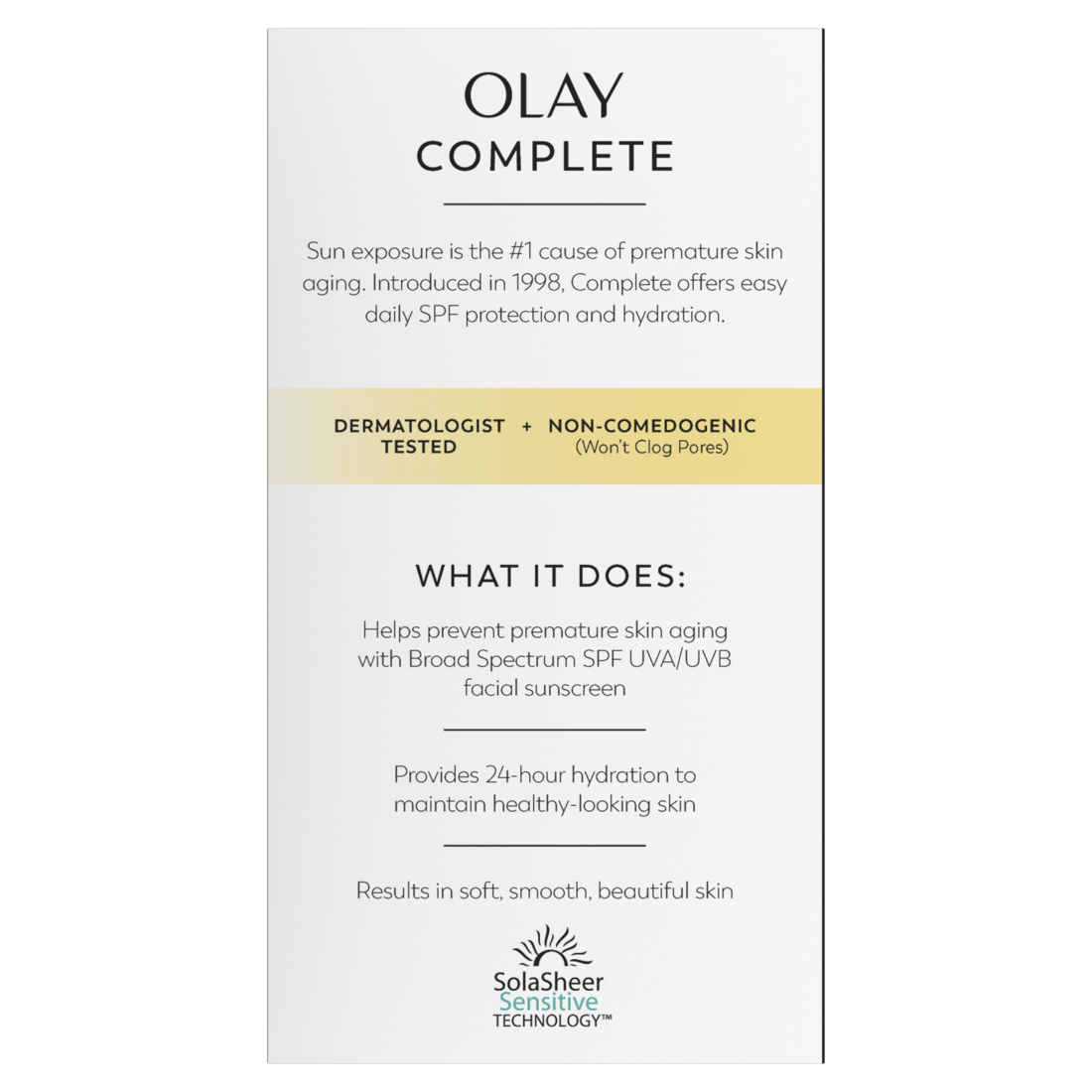 Olay Complete Lotion Moisturizer With SPF15 Sensitive - 6oz/12pk