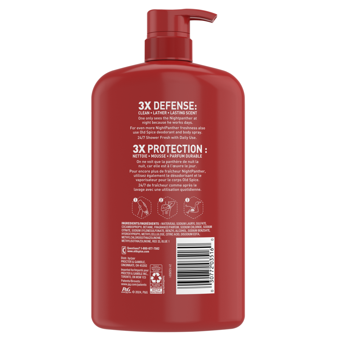 Old Spice Cleansing Body Wash For Men 24/7 Shower Clean With Lasting Scent 2-in-1 Face And Body Wash Rich Lather Nightpanther Rich Warm Scent - 33.4oz/4pk