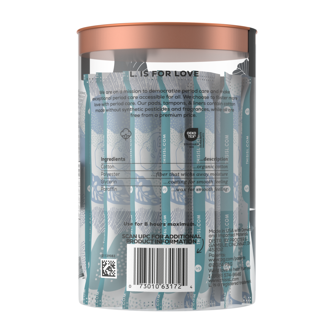 L. Tampons Made With Organic Cotton Super Absorbency - 30ct/8pk