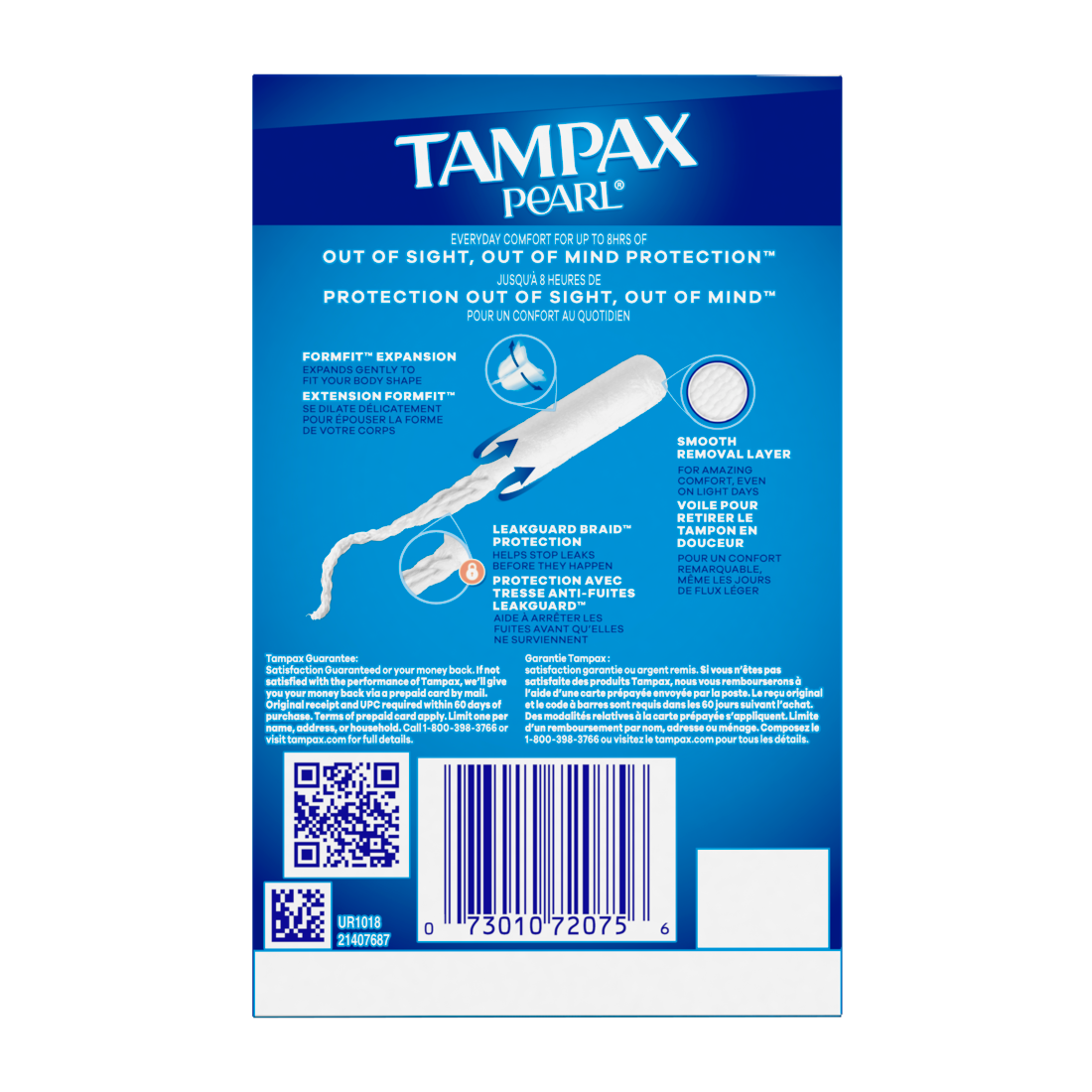 Tampax Pearl Tampons With Leakguard Braid Regular Absorbency Unscented - 10ct/40pk