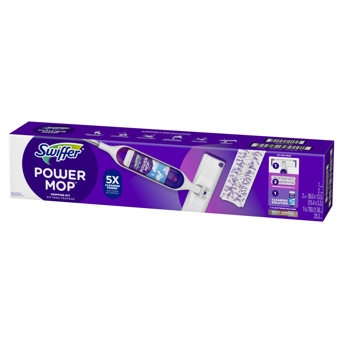 Swiffer Powermop Multi-Surface Mop Kit For Floor Cleaning Fresh Scent Mopping Kit Includes Powermop 2 Mopping Pad Refills 1 Floor Cleaning Solution With Fresh Scent And 2 Batteries - 1kit/1pk