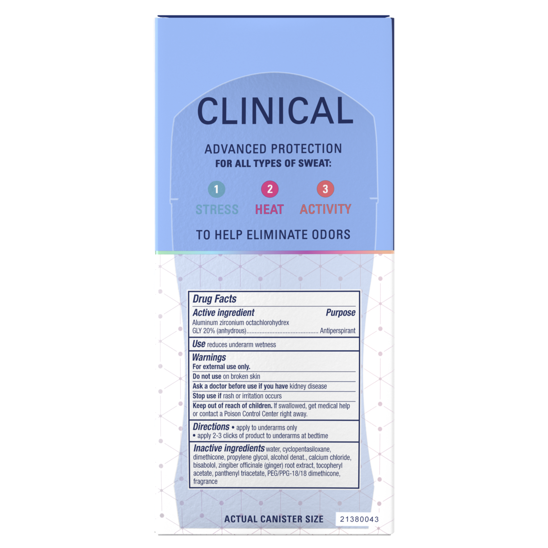 Secret Clinical Antiperspirant Deodorant For Women 100Hr Sweat & Odor Protection Pro-Hyaluronic Acid Clear Gel Clean Lavender - 2.6oz/12pk