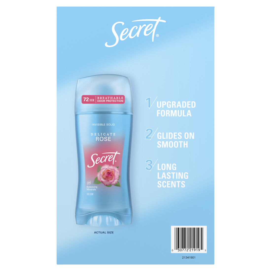 Secret Fresh Invisible Solid Antiperspirant And Deodorant For Women Lavender Waterlily Rose & Coco Butter Scent 4-Pack - (4x2.6)oz/90pk